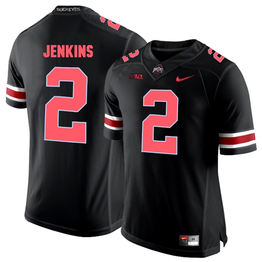 Ohio State Buckeyes Men's NCAA Malcolm Jenkins #2 Blackout College Football Jersey PTT6749AT